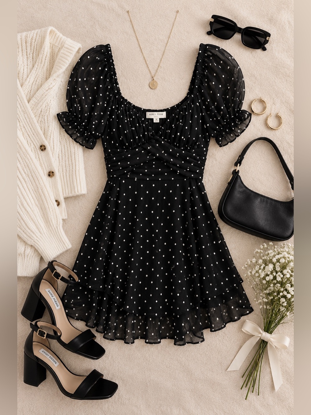 Thirty Thirty Black Polka Dot Chiffon Dress